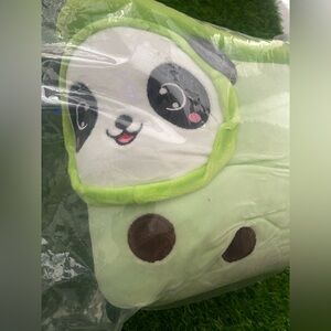 Cute Panda Bubble Tea Plush Pillow Green Boba Drink Stuffed Animal 13.7” Toy